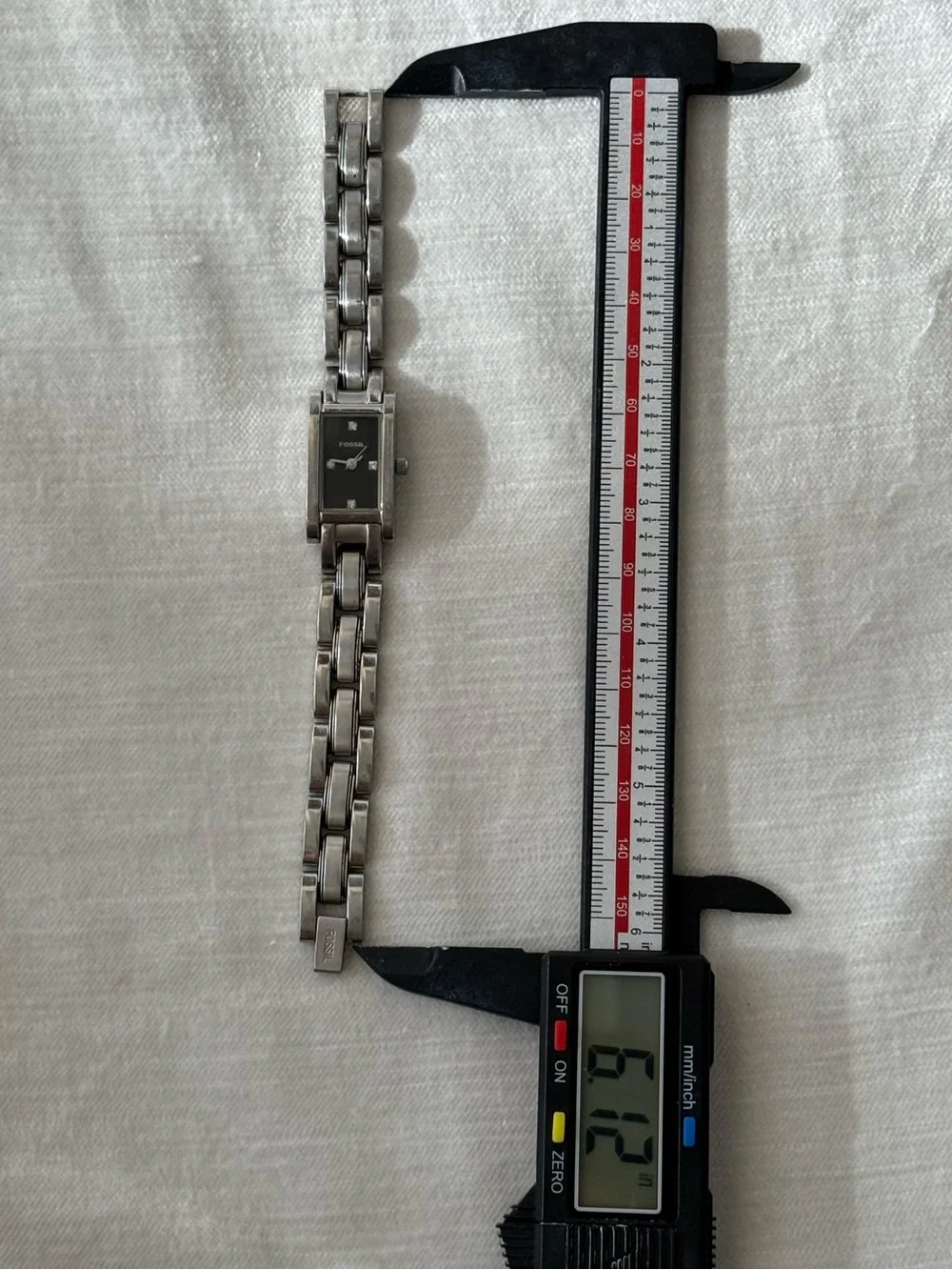 Fossil Silver Stainless Steel Bracelet Watch with Black Dial